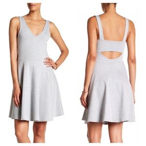 Vanity Room Grey Skater Dress Mini M NWT Gray Nordstrom V Neck Fit Flare
